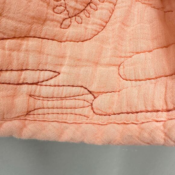 Oscilatey Quilt Funnel Neck Orange Pullover with Hasma/Evil Eye Size Medium - Picture 11 of 14